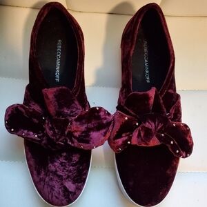 Rebecca Minkoff Velour Bow Studded Red Platform Sneakers